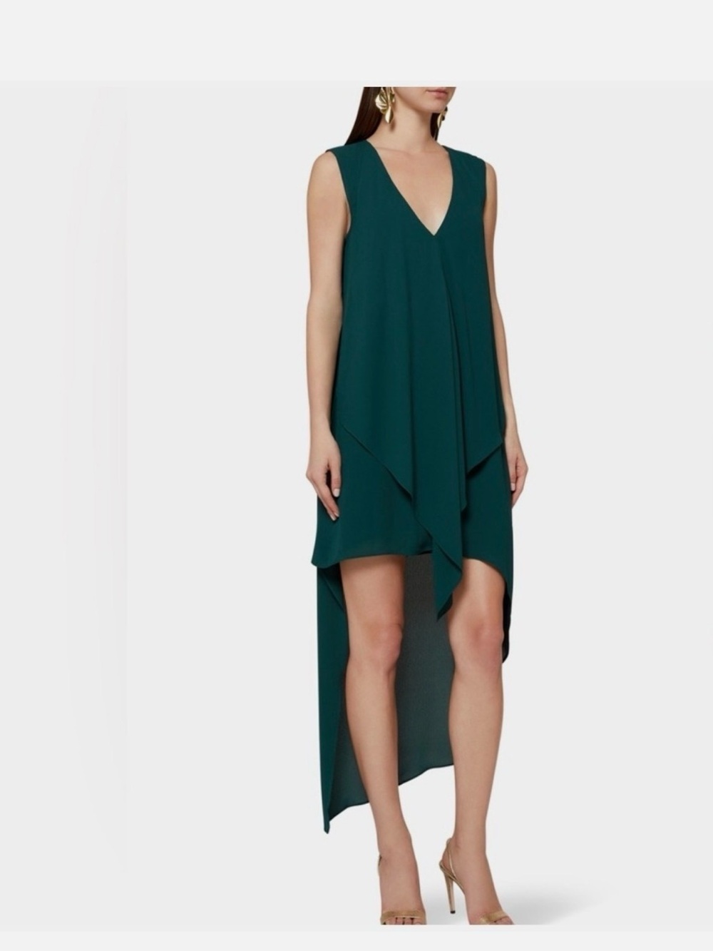BCBGMaxAzria Teal Sleeveless V-Neck High-Low Dress Size Small